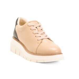 LIVERPOOL LA ecru Leather Riverside Lace Up Sneakers